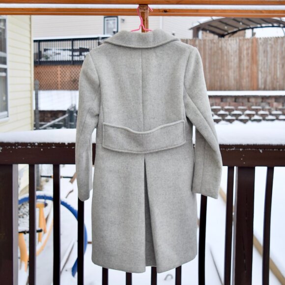 90% Wool Blend Gray Brushed Coat - Picture 6 of 8